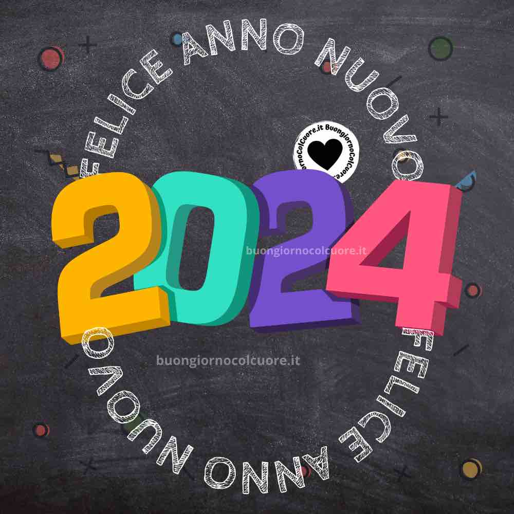 felice anno nuovo con scritta 2024 colorata